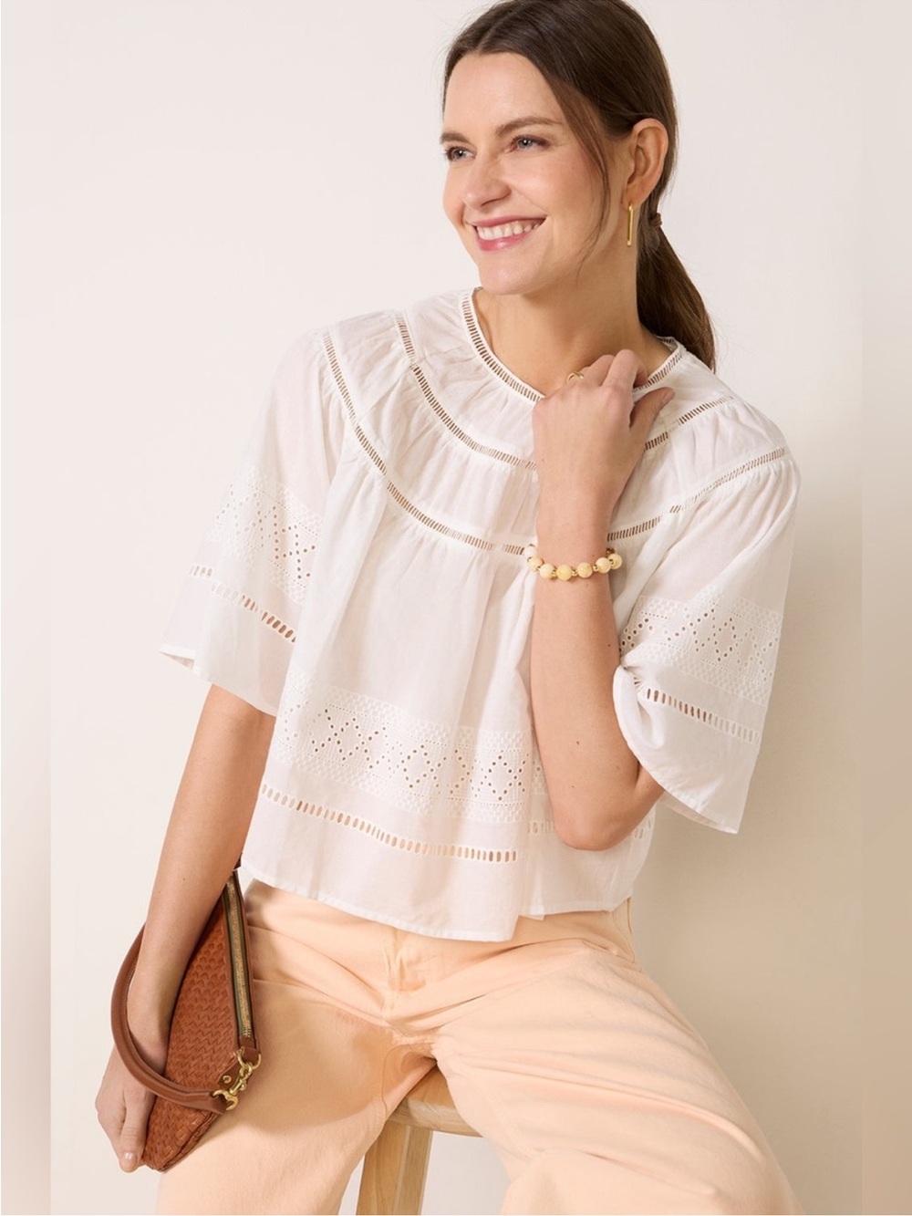 NWT EVEREVE Arie Cutwork Blouse